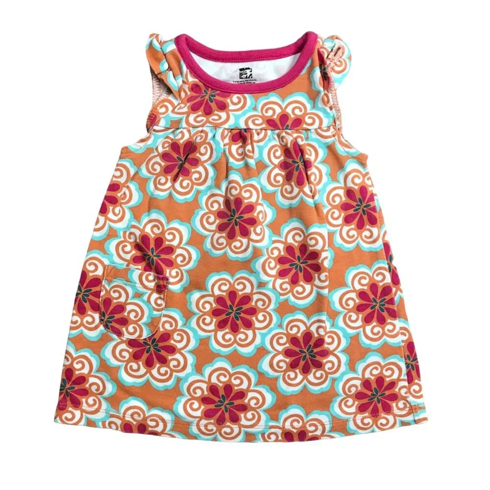 Tea‎ Collection Knit Sundress Baby Size 6-12 Months Floral Print, 100% Cotton